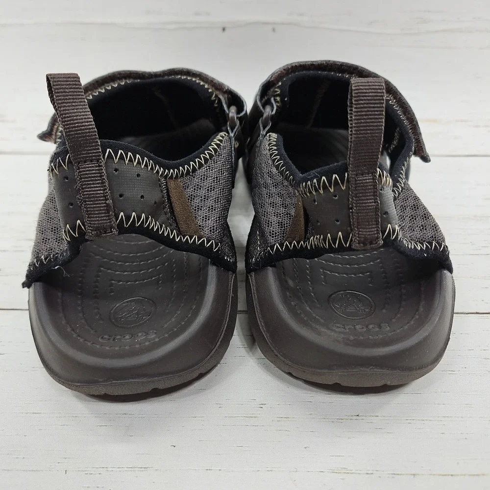Crocs‎ Swiftwater Mens 12 Brown Fisherman Sports Sandals Water Shoes Mesh 15041
